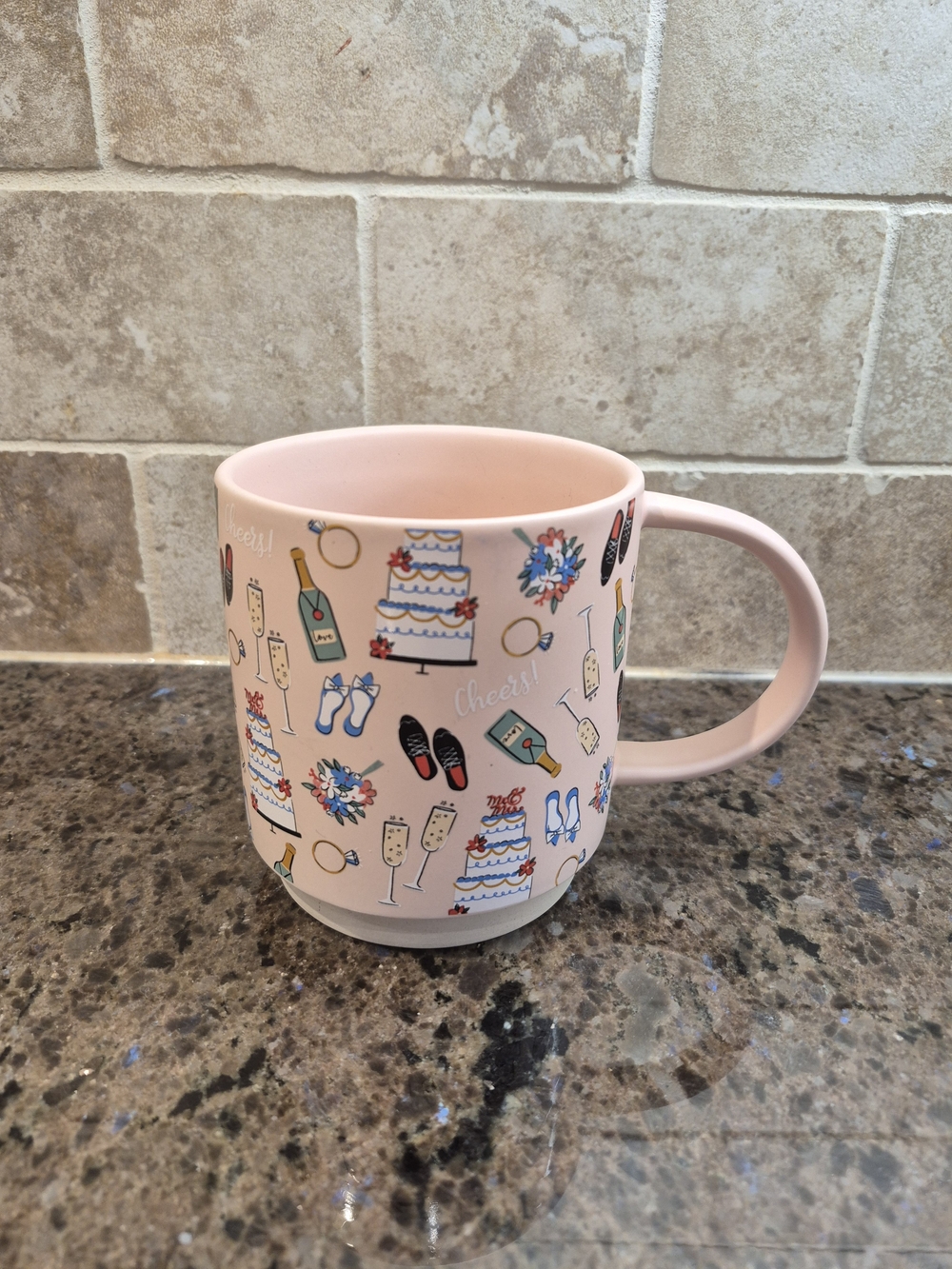 Hallmark Cheers! Pink Coffee Tea Mug Cup 16 Oz Wedding Bridal Engagement
